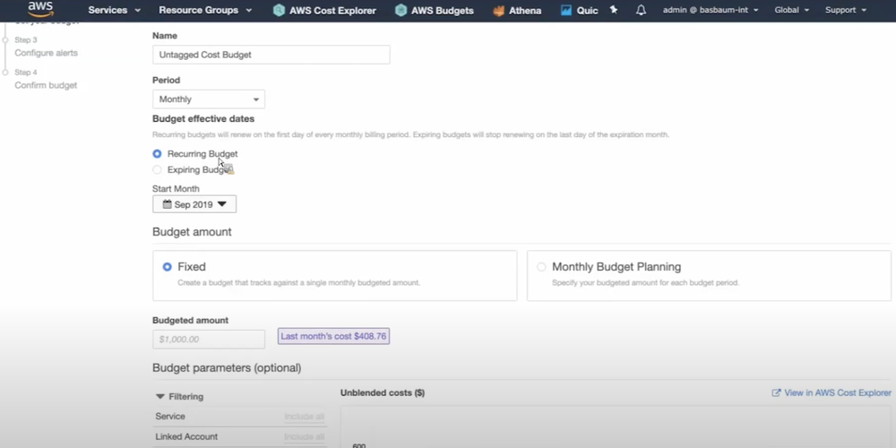 AWS Budgets Screenshot 1