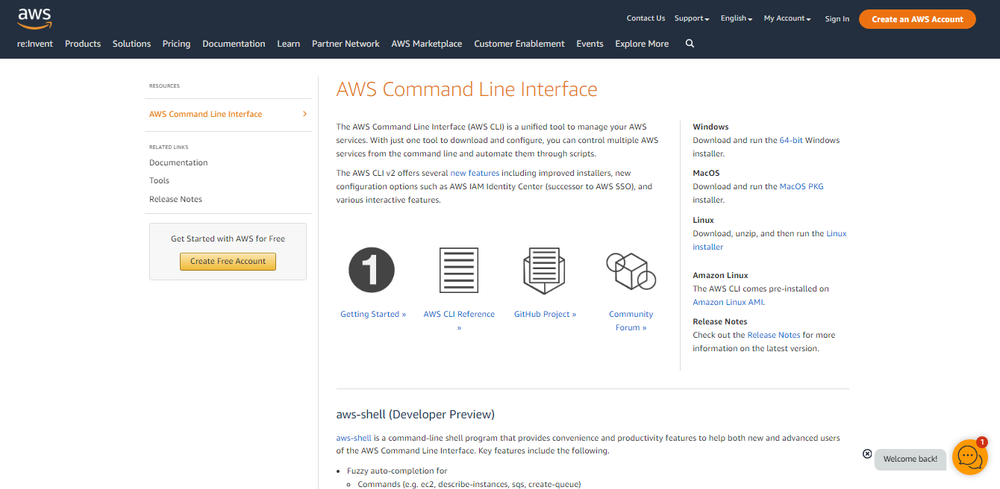 AWS Command Line Interface (CLI) Screenshot 1