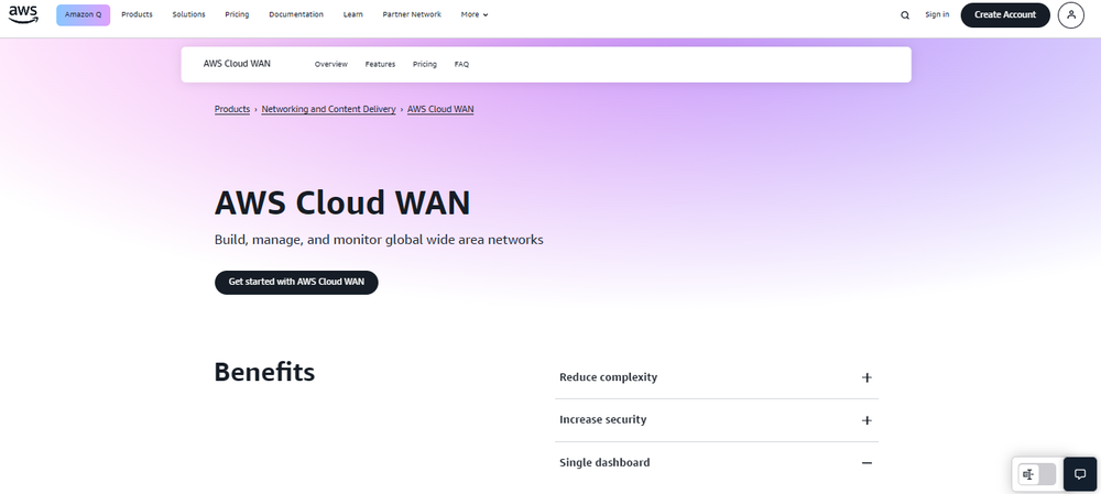 AWS Cloud WAN Screenshot 1