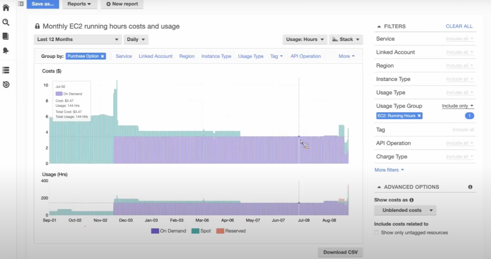 AWS Cost & Usage Report Screenshot 1