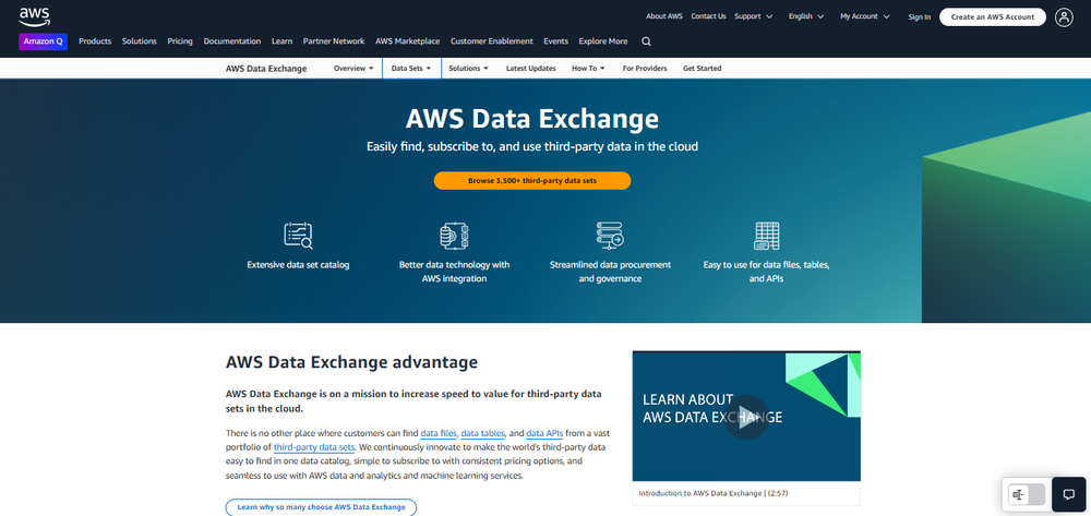 AWS Data Exchange Screenshot 1