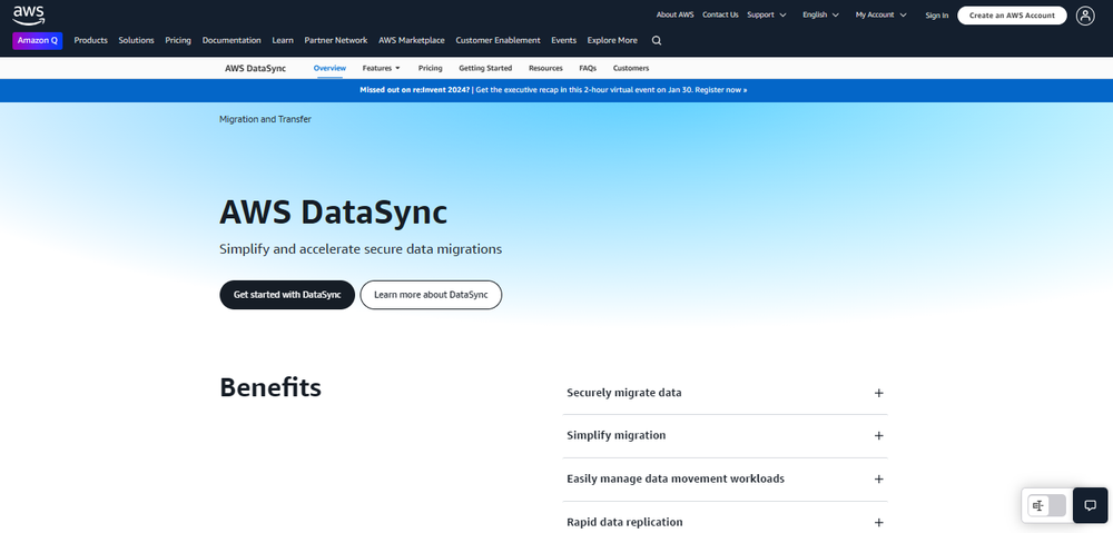 AWS DataSync Screenshot 1