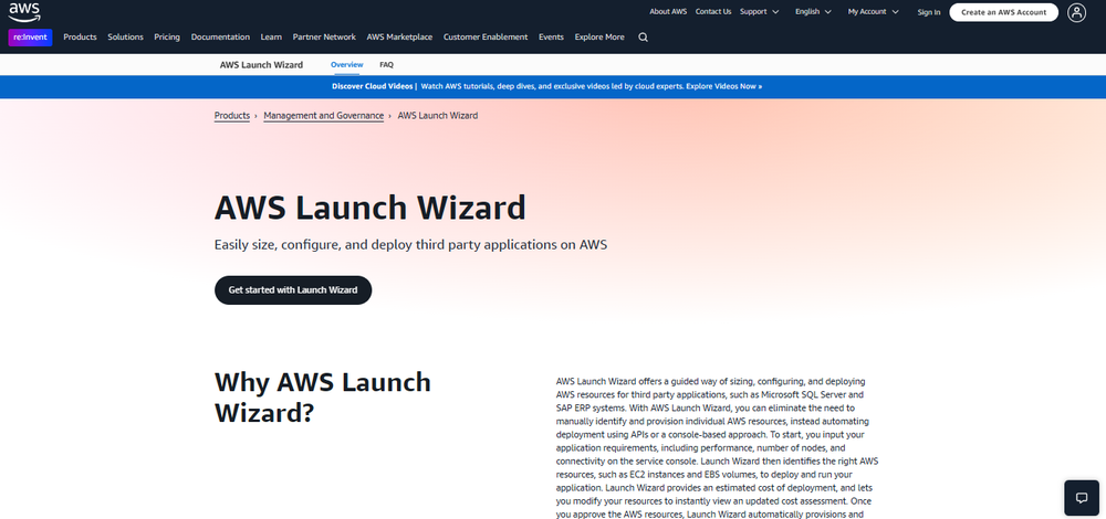 AWS Launch Wizard Screenshot 1