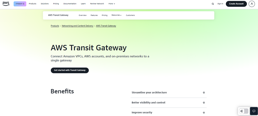 AWS Transit Gateway Screenshot 1