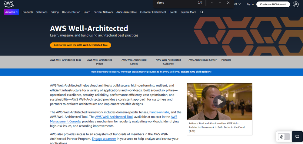 AWS Well-Architected Screenshot 1