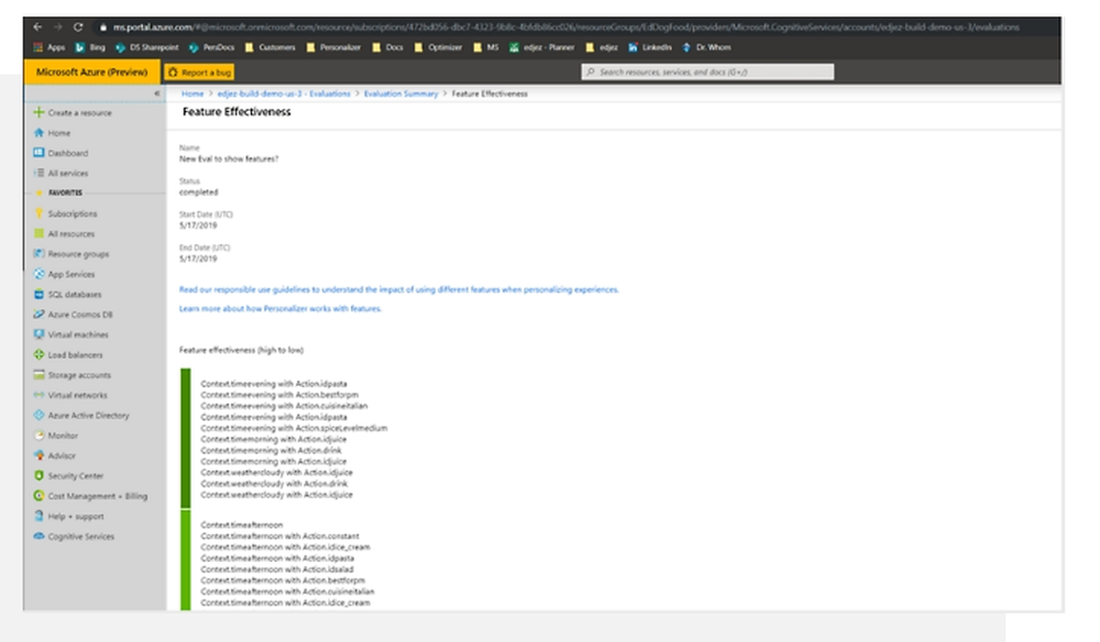 Azure AI Personalizer Screenshot 1