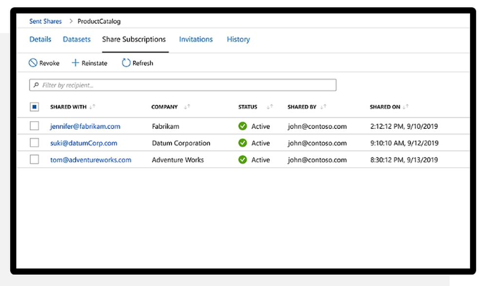 Azure Data Share Screenshot 1