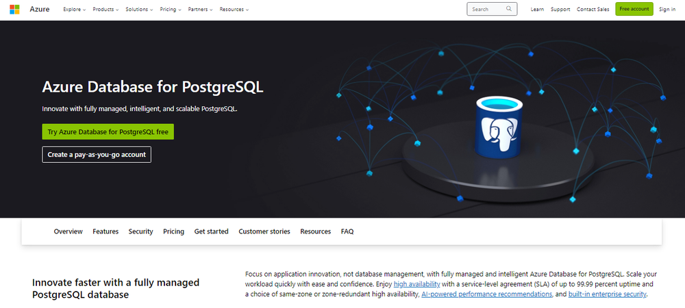 Azure Database for PostgreSQL Screenshot 1