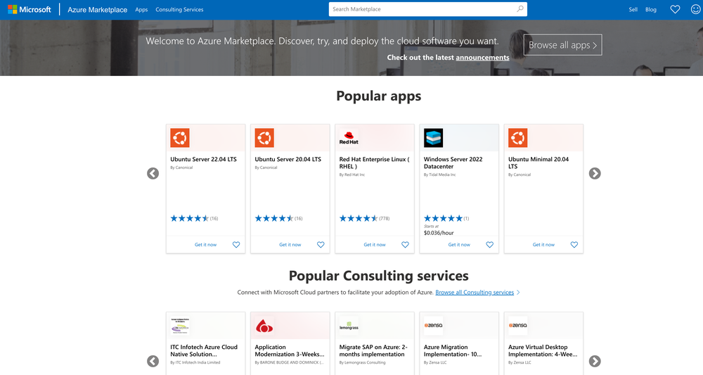 Azure Marketplace Screenshot 1