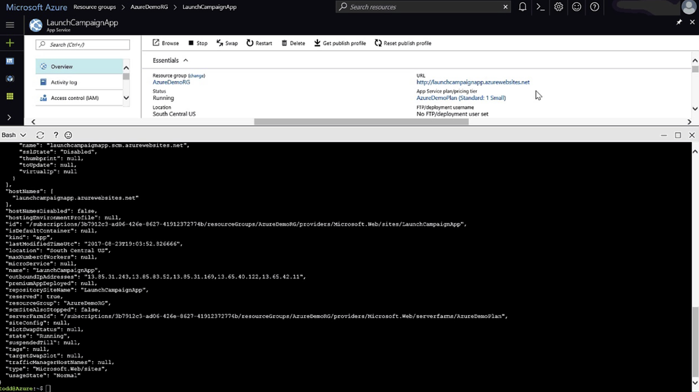 Azure Web App for Containers Screenshot 1
