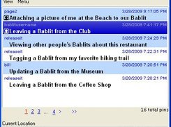 Screen shot of getting list of pins for current location