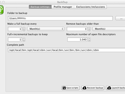 Backup settings tab (Mac OS)