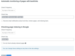 Backlinks monitoring settings