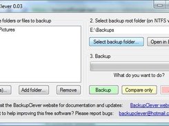 BackupClever 0.03 - Screenshot of graphical user interface