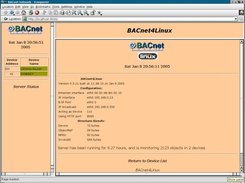 Initial Screen of BACnet4Linux BACnet Network html browser.