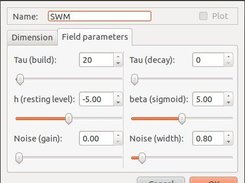 Field dialog, setup of field parameters.