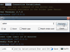 Server Log Search dialog