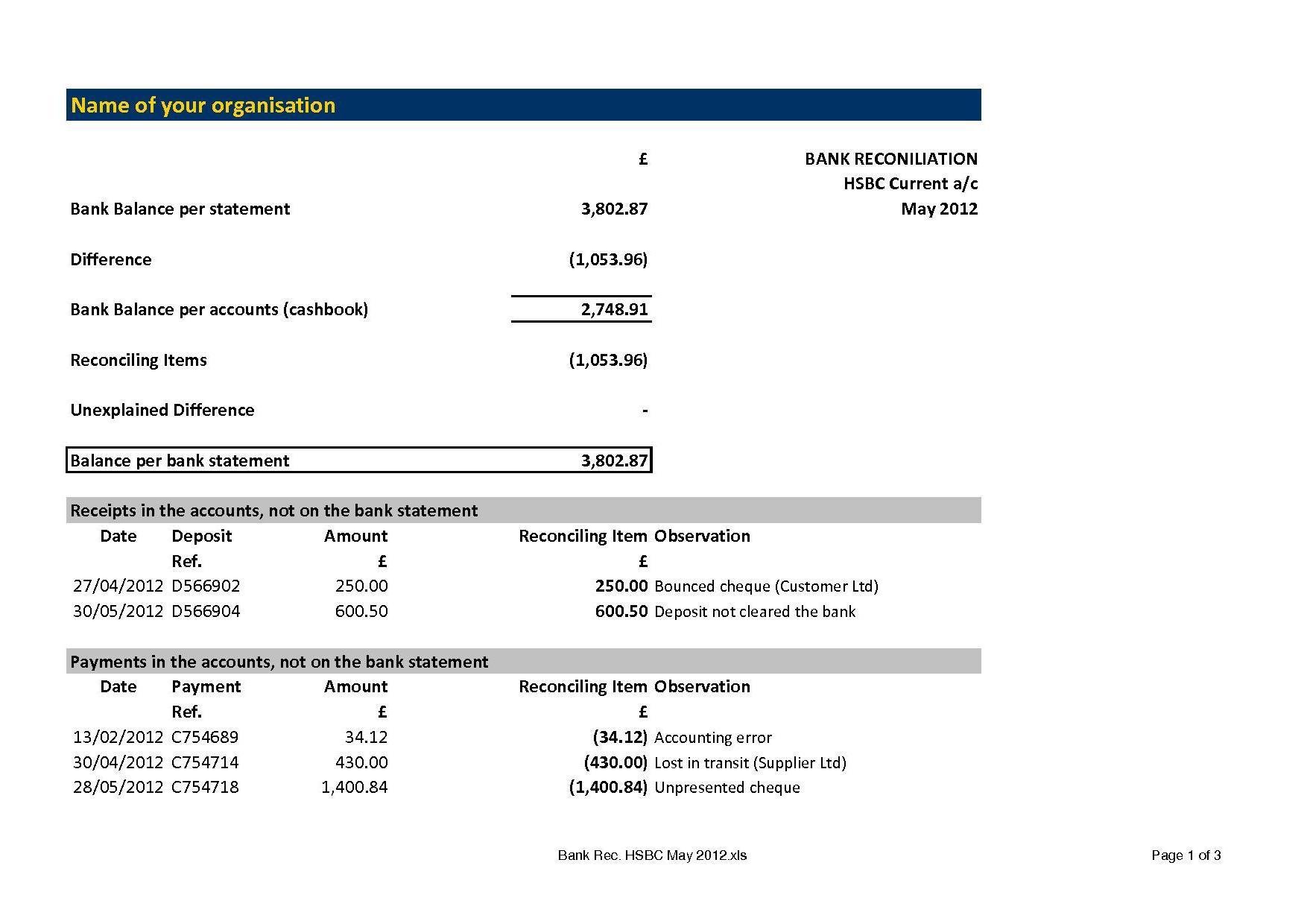 Bank Reconciliation Pro (Excel) download | SourceForge.net