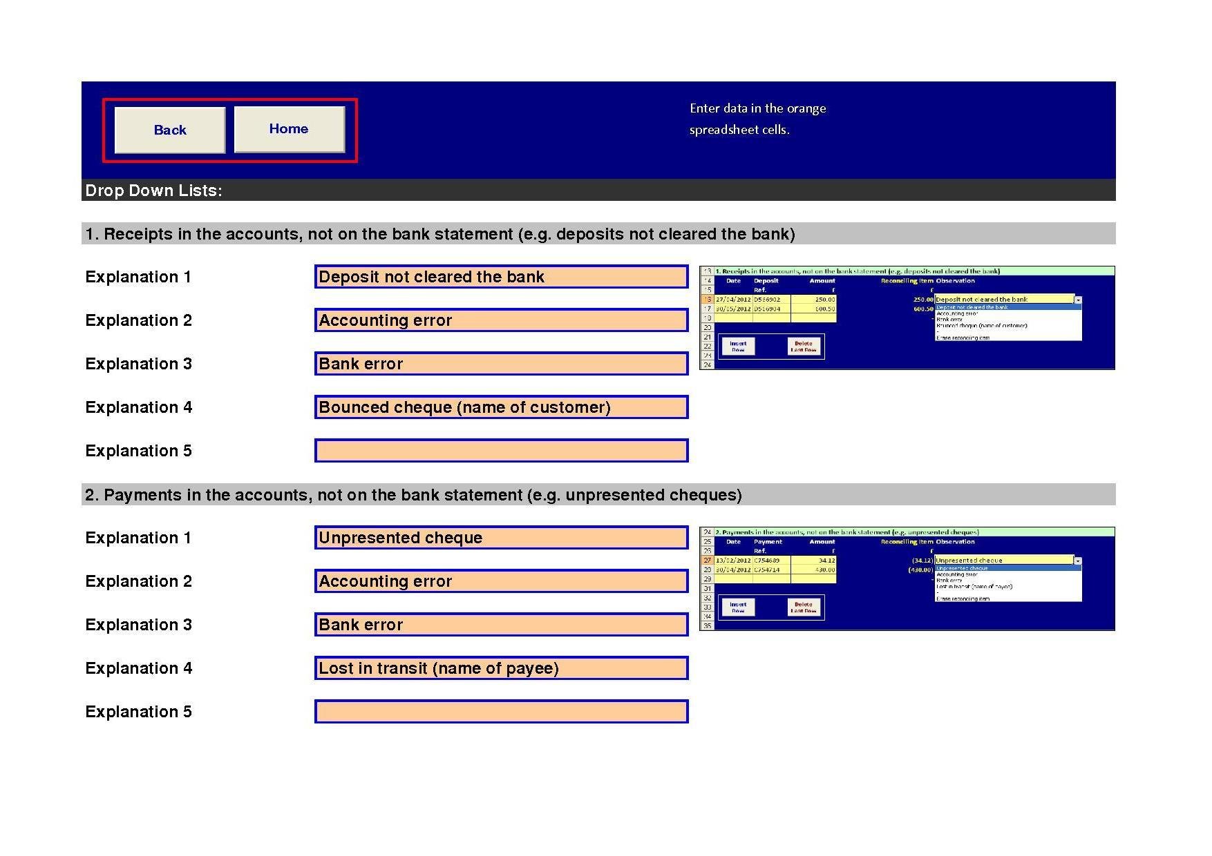 business bank reconciliation template