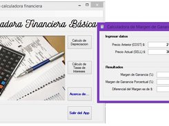 Calculadora Basica Financiera. Se ve los calculos de margenes.