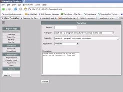 Screenshot of bug reporting menu
