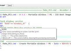 On-Mouse Help shows the usage of focused commands