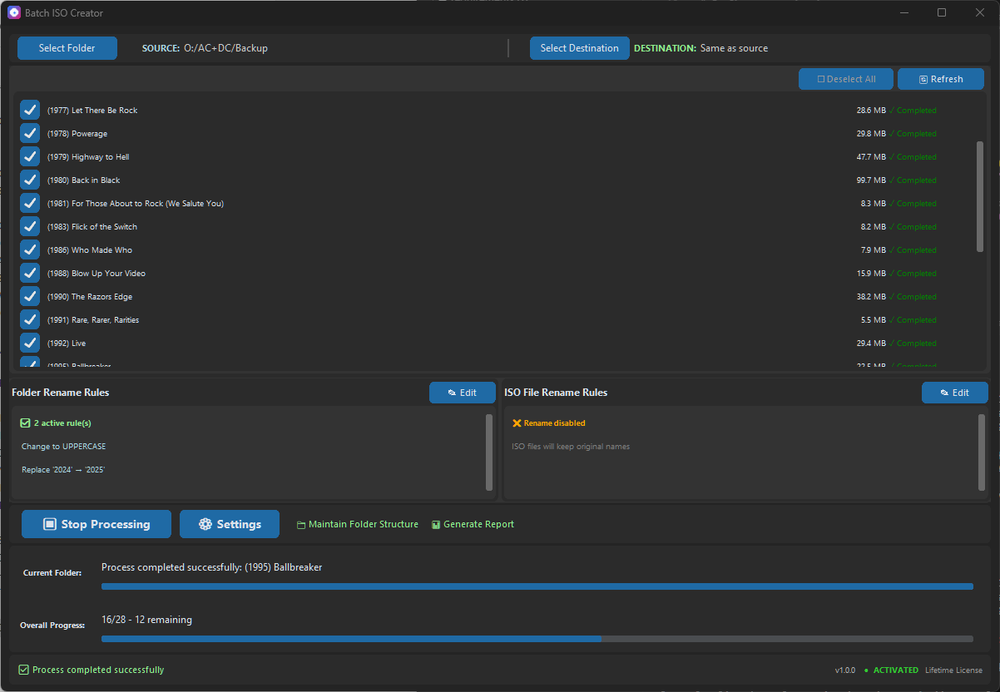 Batch ISO Creator Main Window