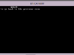 The login screen