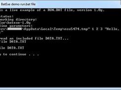 BatExe 1.0g sample project running under Windows 7