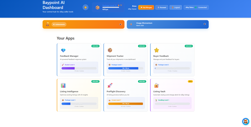 Baypoint AI ebay Seller Tools Dashboard