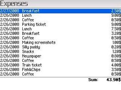 Expenses main screen