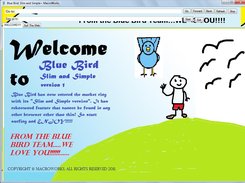 The Welcome screen of Blue Bird Slim and Simple version running under Windows 7