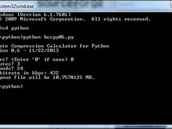 BCCpy on Windows 7 Command Prompt
