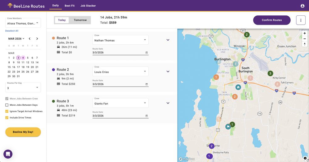 Beeline Routes Daily Tool
