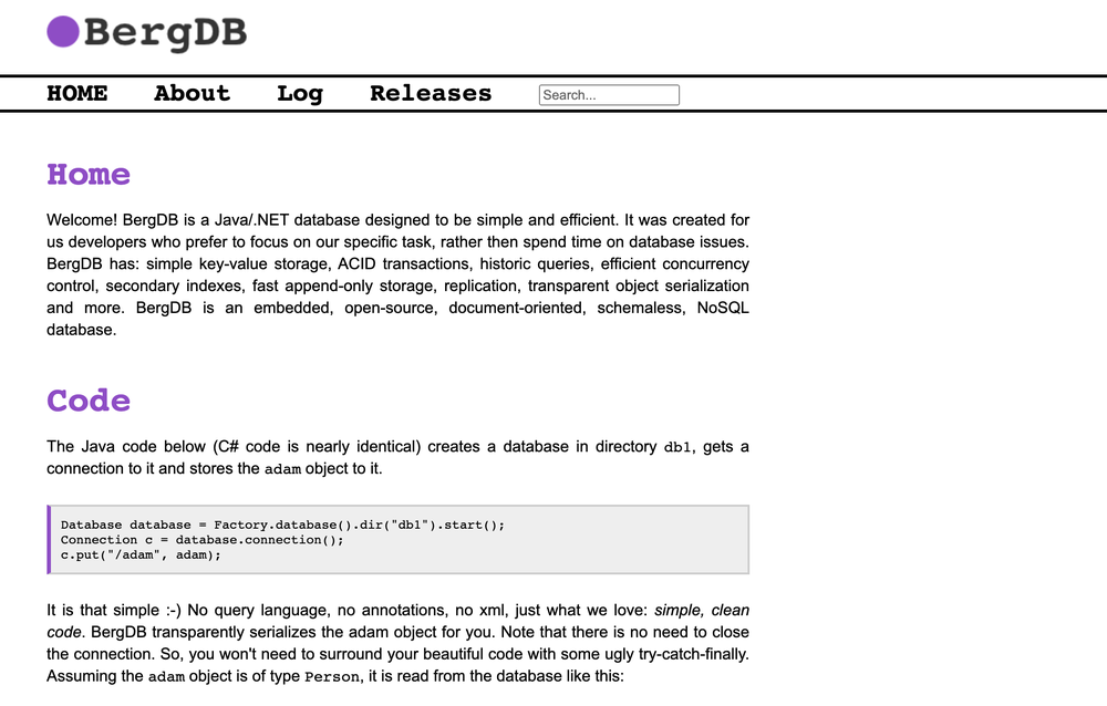 BergDB Screenshot 1