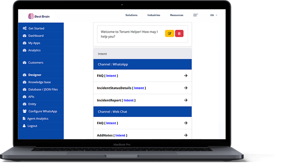 Best Brain is world's most advanced agent design platform