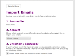 Import Emails Screen - Email Backup & Restore