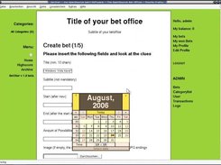Inserting a new bet, selecting the date