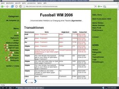 List of the transactions, red transactions are winning