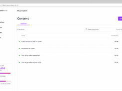 BeyondWords dashboard with audio