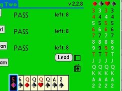 landscape mode, shows card played on left hand side