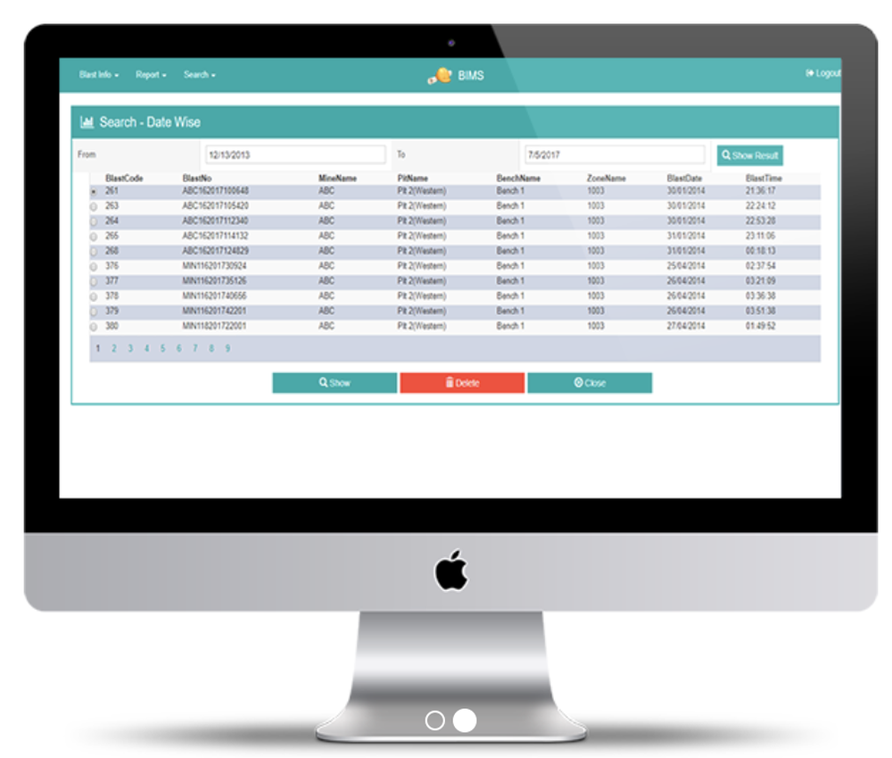 Blast Management System (BIMS) Screenshot 1