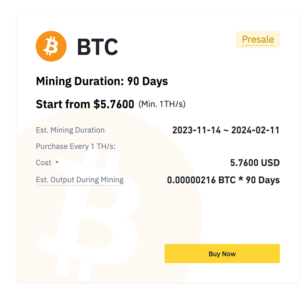 Binance Cloud Mining Screenshot 1