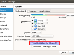 screenshot 2 - enable efi setting for the virtualbox vm while testing