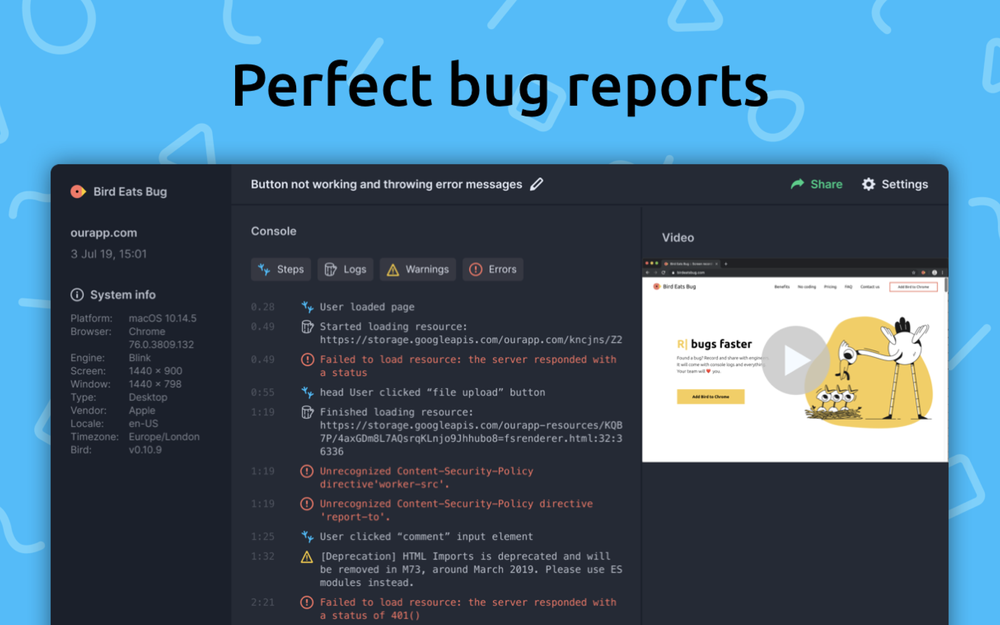 Perfect bug reports