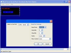 The serial port open dialog, and some color on the screen