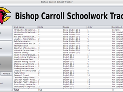 Work section - add, edit and remove schoolwork you are doing