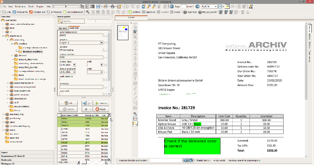 bitfarm-Archiv DMS Screenshot 1