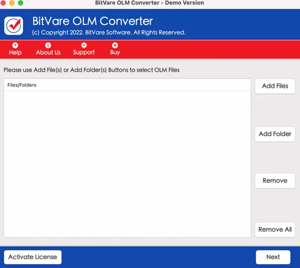 BitVare OLM Converter for Mac Screenshot 1