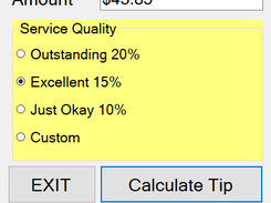 Here is a Sample of the Tip Calculator Functionality!